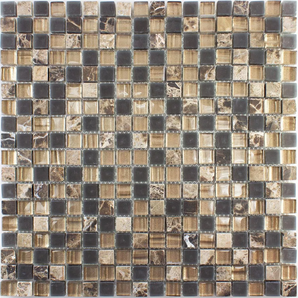 Glass Natural Stone Mosaic Tiles Hayrabey Dark Brown