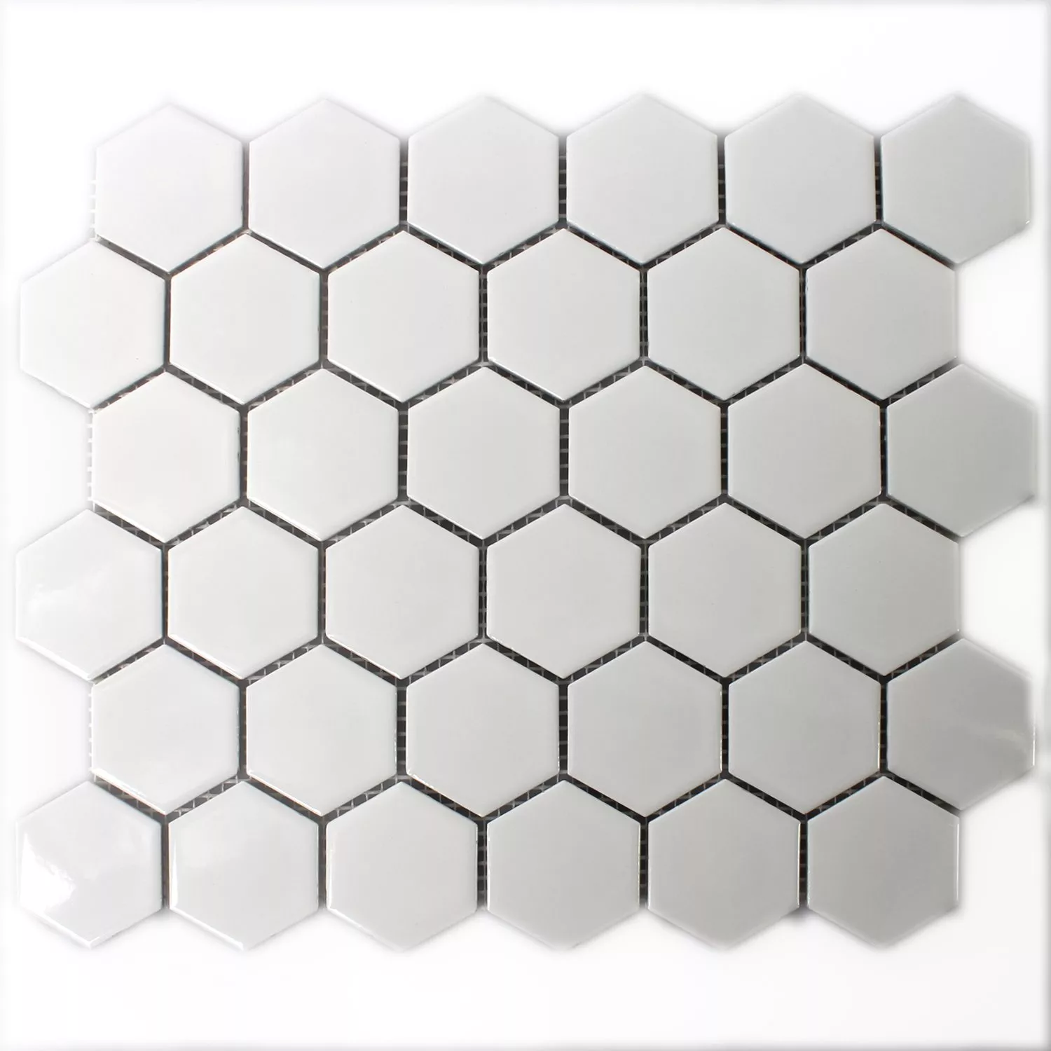 Sample Mosaic Tiles Ceramic Hexagon White Mat