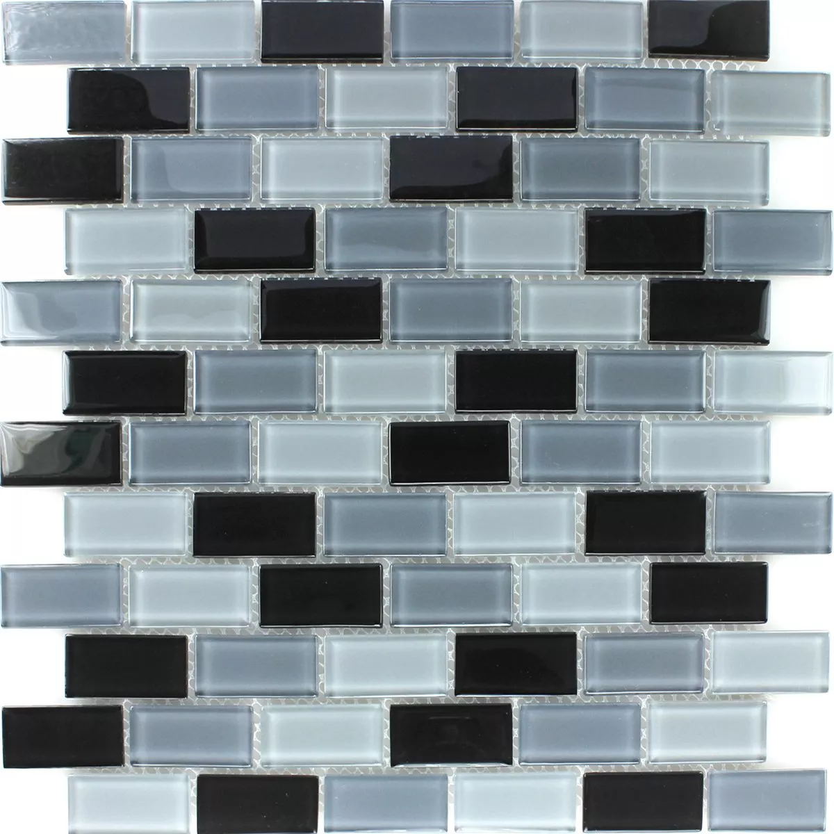 Mosaico De Vidro Azulejos Preto Mix 25x50x4mm