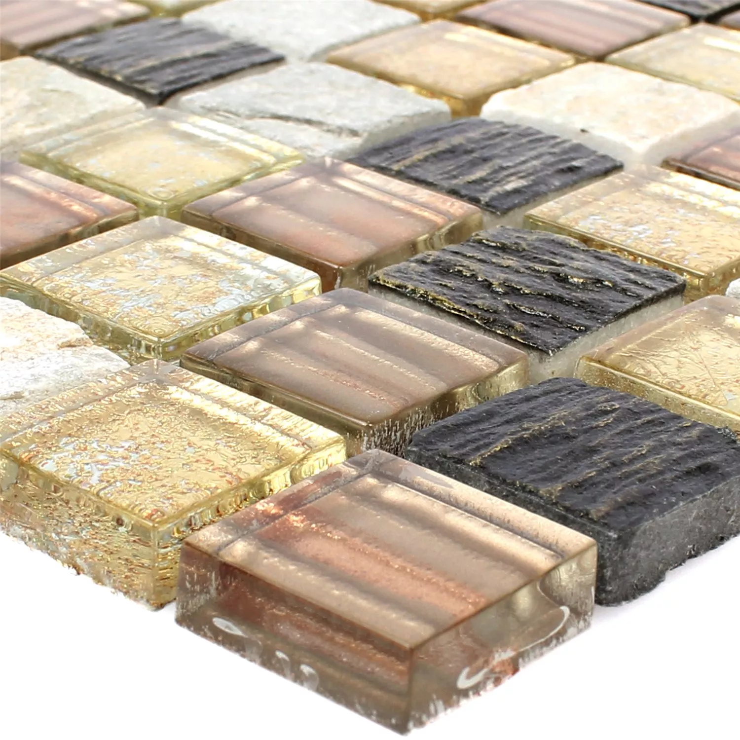 Mosaikfliesen Glas Stein Mix Canova Gold Braun