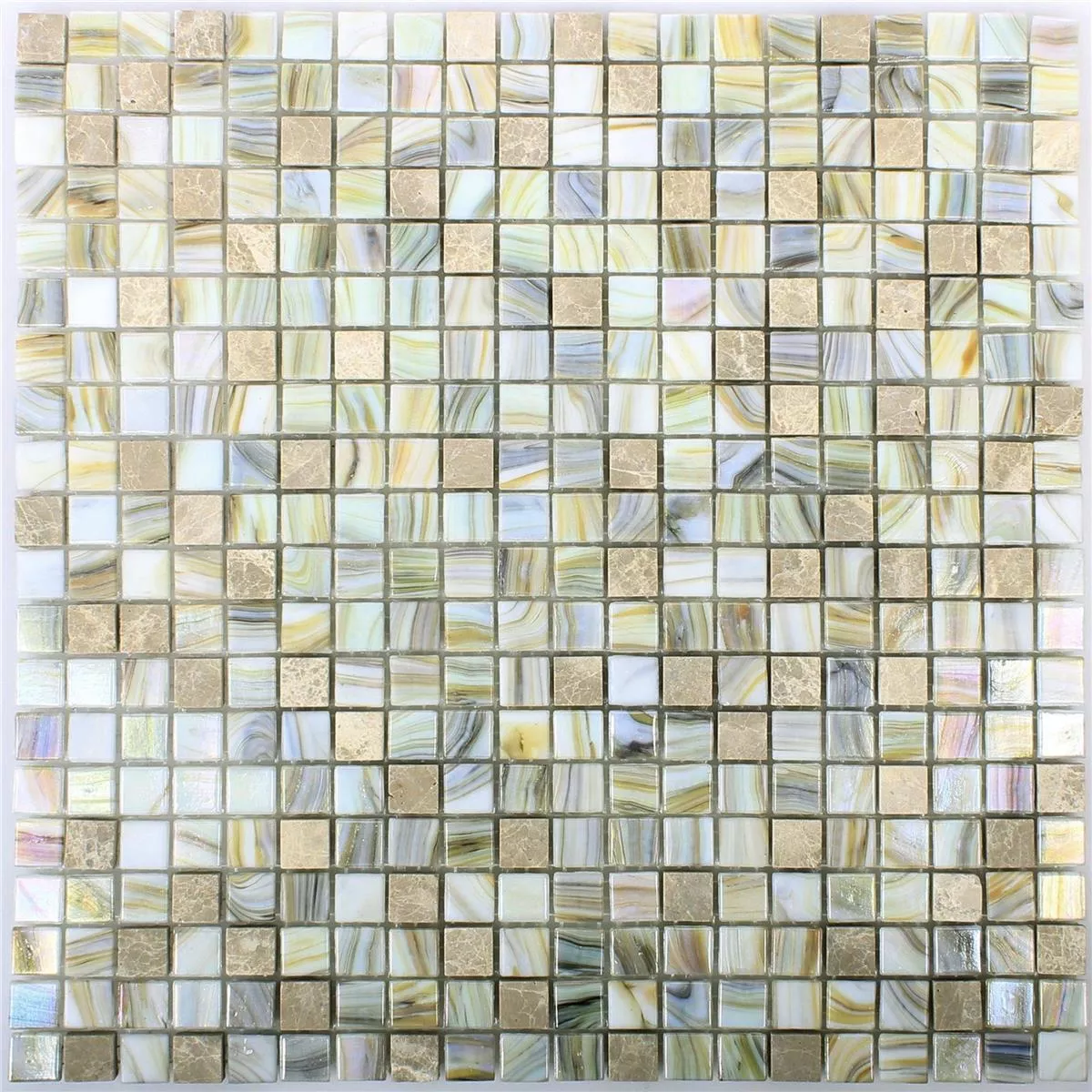 Sample Glass Nacre Natural Stone Mosaic Tiles Fokus Beige