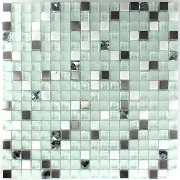 Mosaik Glas Rostfritt Stål Turkos Diamond
