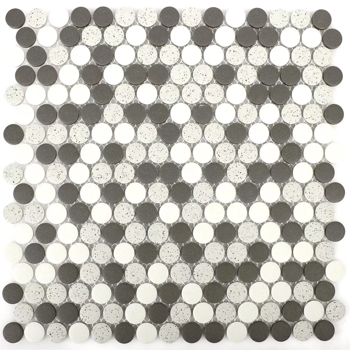 Muster von Keramik Mosaikfliesen Monforte Schwarz Grau Knopf
