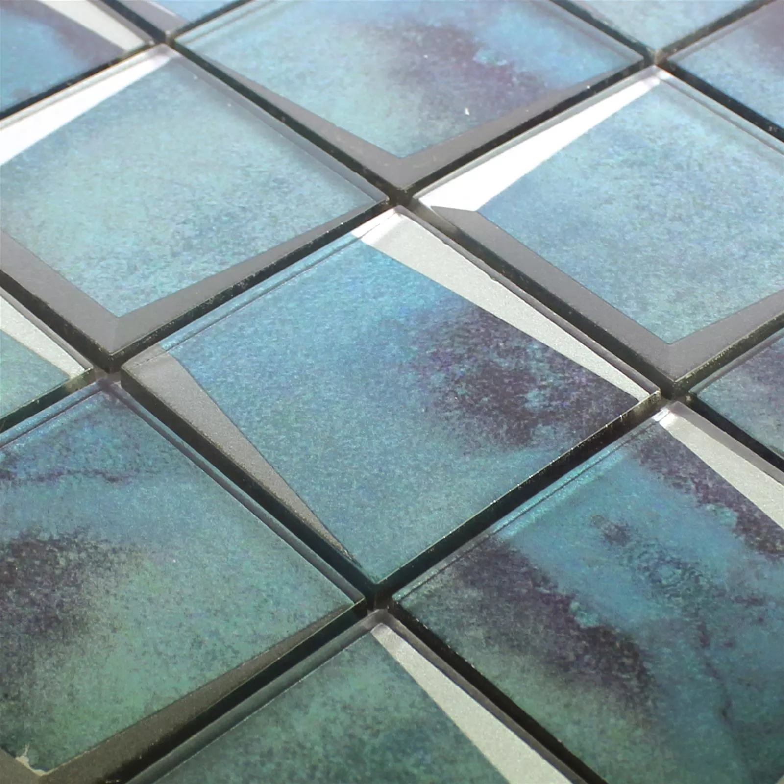 Padrão de Mosaico De Vidro 3D Óptica Leonora Azul Turquesa