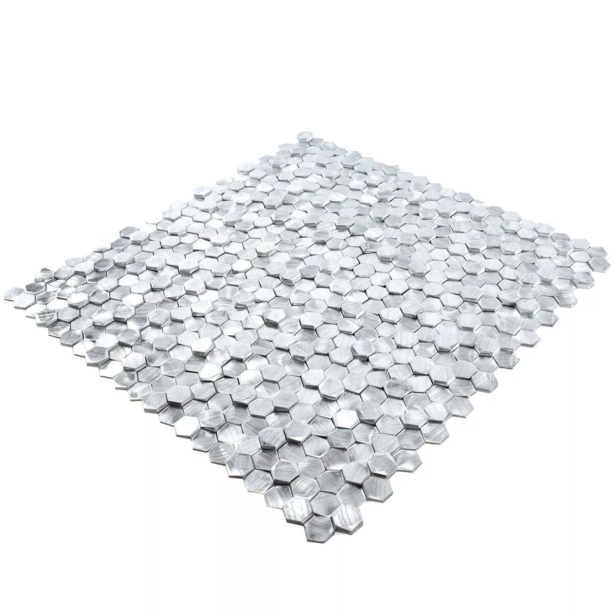 Vzorek Hliník Kov Mozaikové Dlaždice McAllen Stříbrná