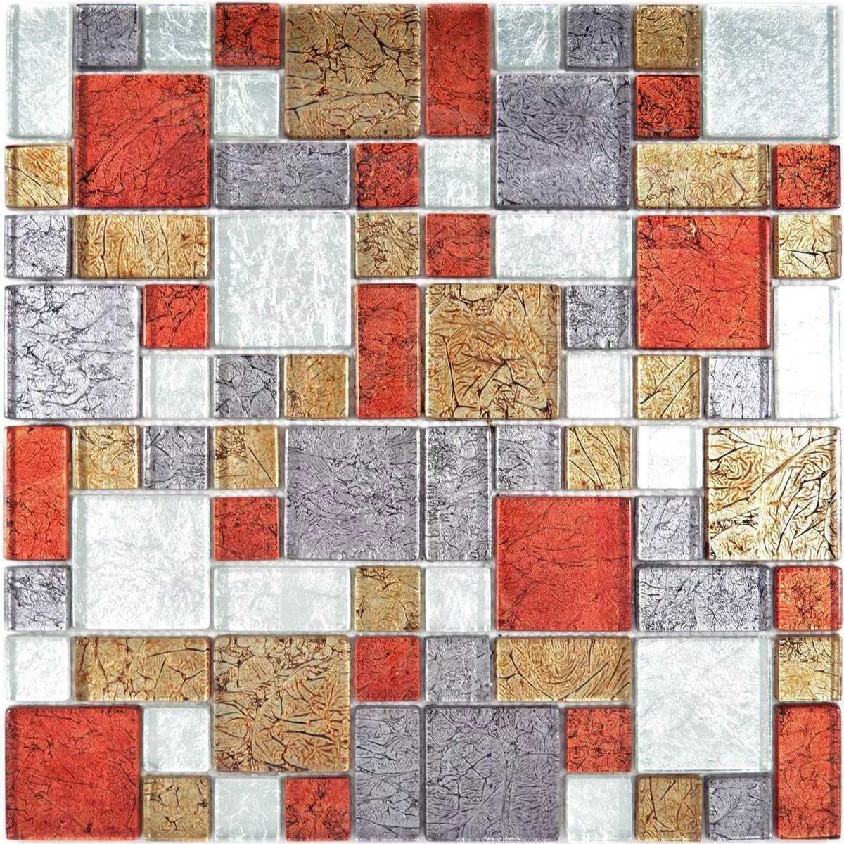 Mozaic De Sticlă Gresie Curlew Roșu Maro Argint 2 Mix