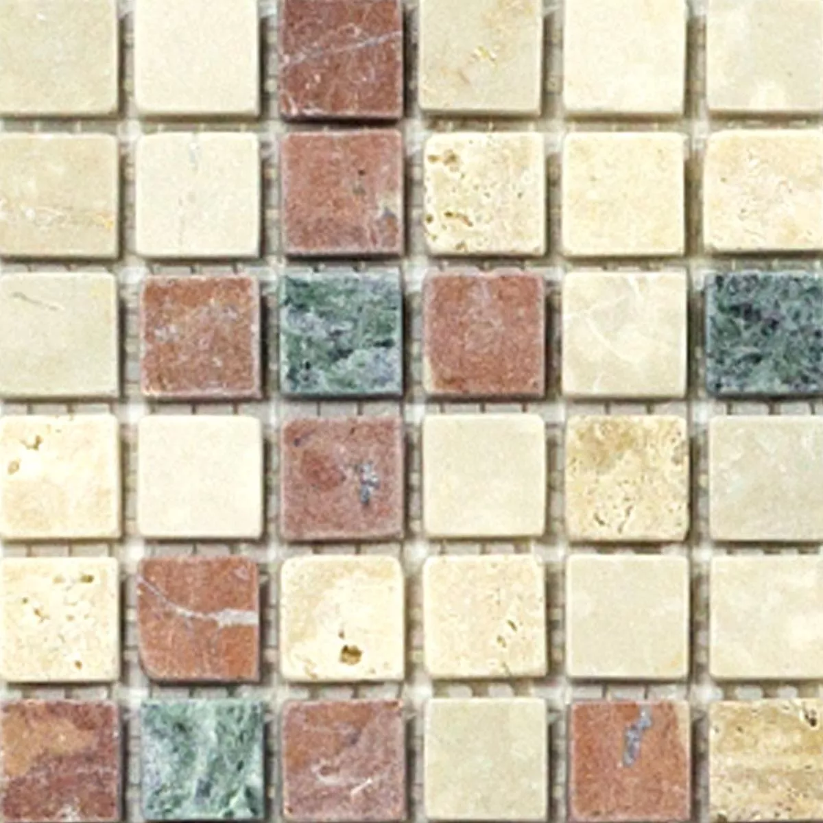 Prov Marmor Mosaik Antebia Kräm Beige Röd Grön