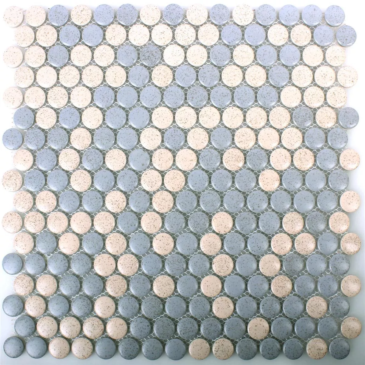 Padrão de Botão Azulejo Mosaico Cerâmica Brillo Bege Cinza