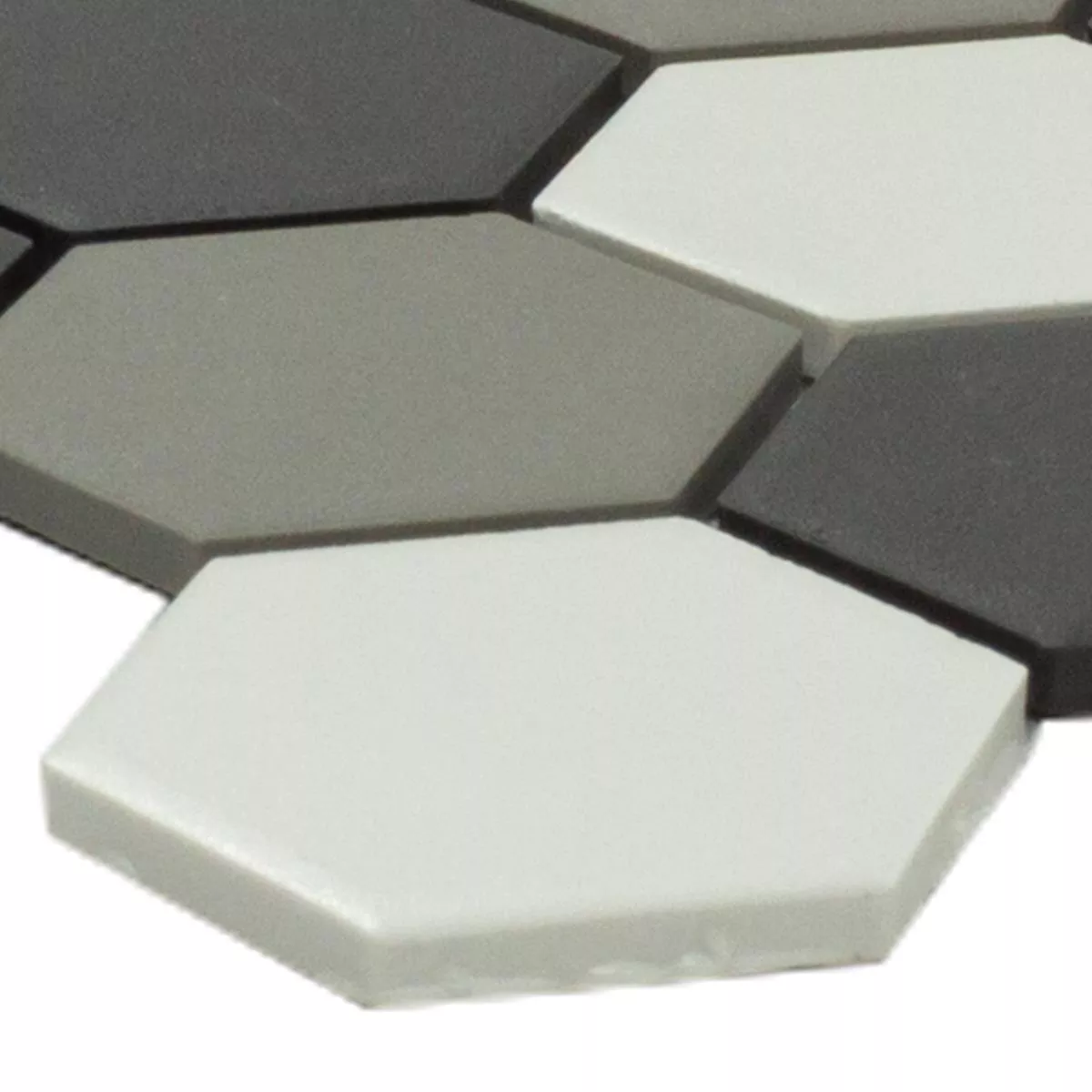 Kerarmaik Mosaikfliese Hexagon Bern Schwarz Weiss