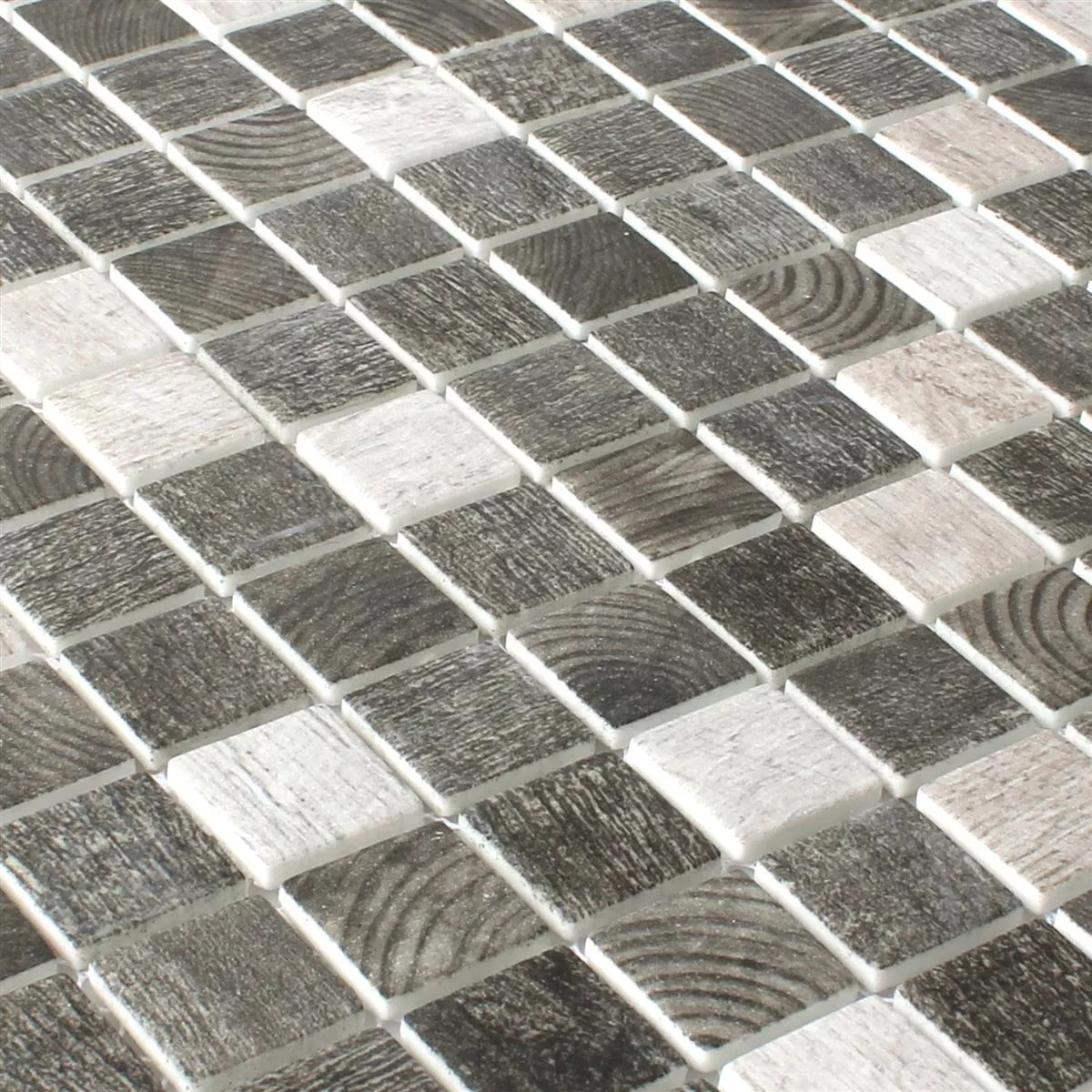 Mosaic Tiles Glass Valetta Wood Structure Grey