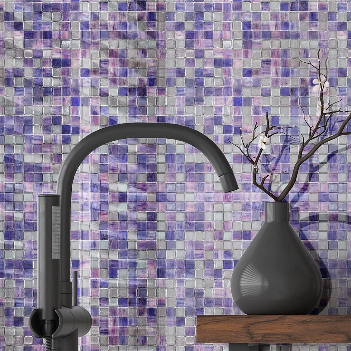 Sample Glass Mosaic Tiles Edessa Purple Mix