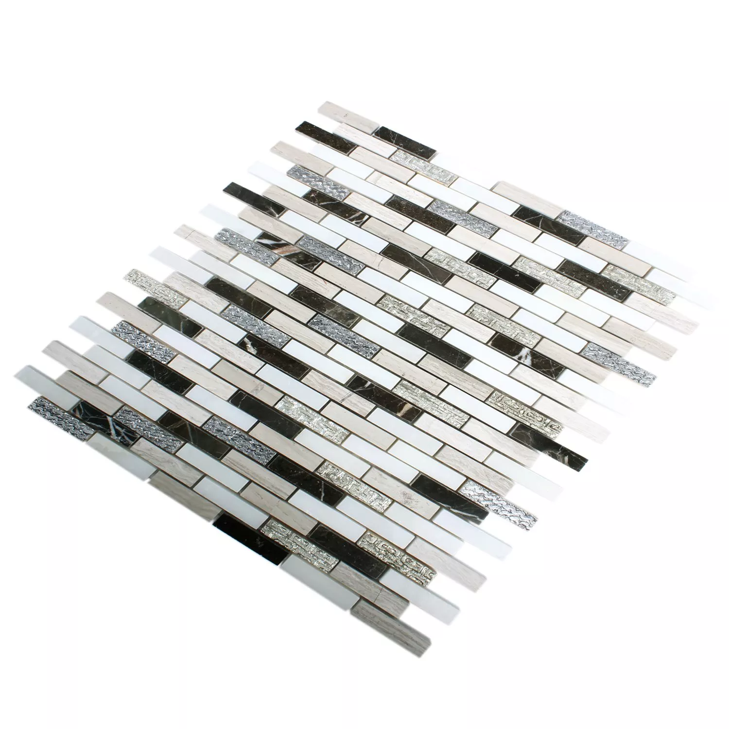 Mønster fra Mosaikkfliser Sicilia Sølv Brun Hvit Grå Brick