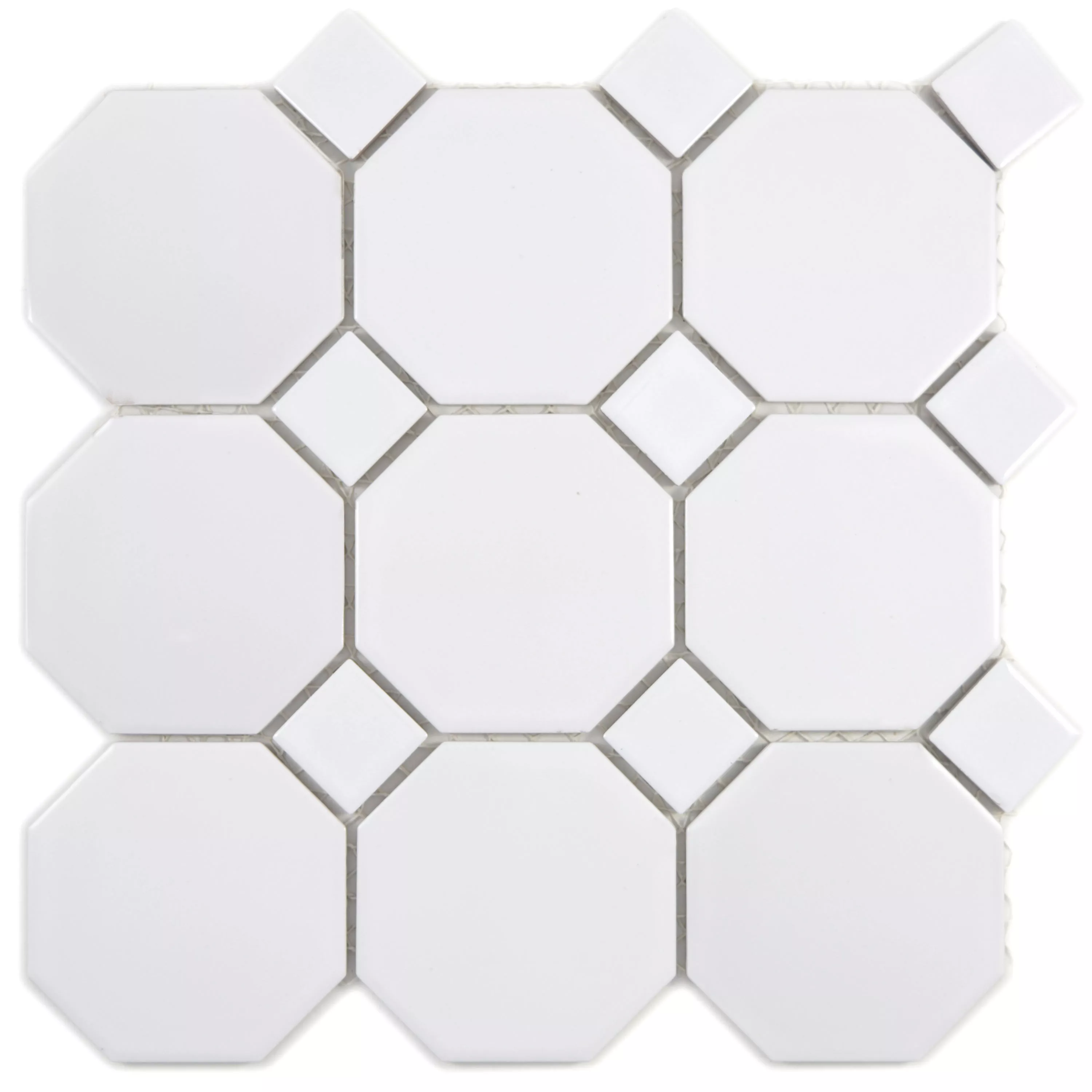 Muster von Keramik Mosaikfliesen Octagon Fürstenberg Weiß