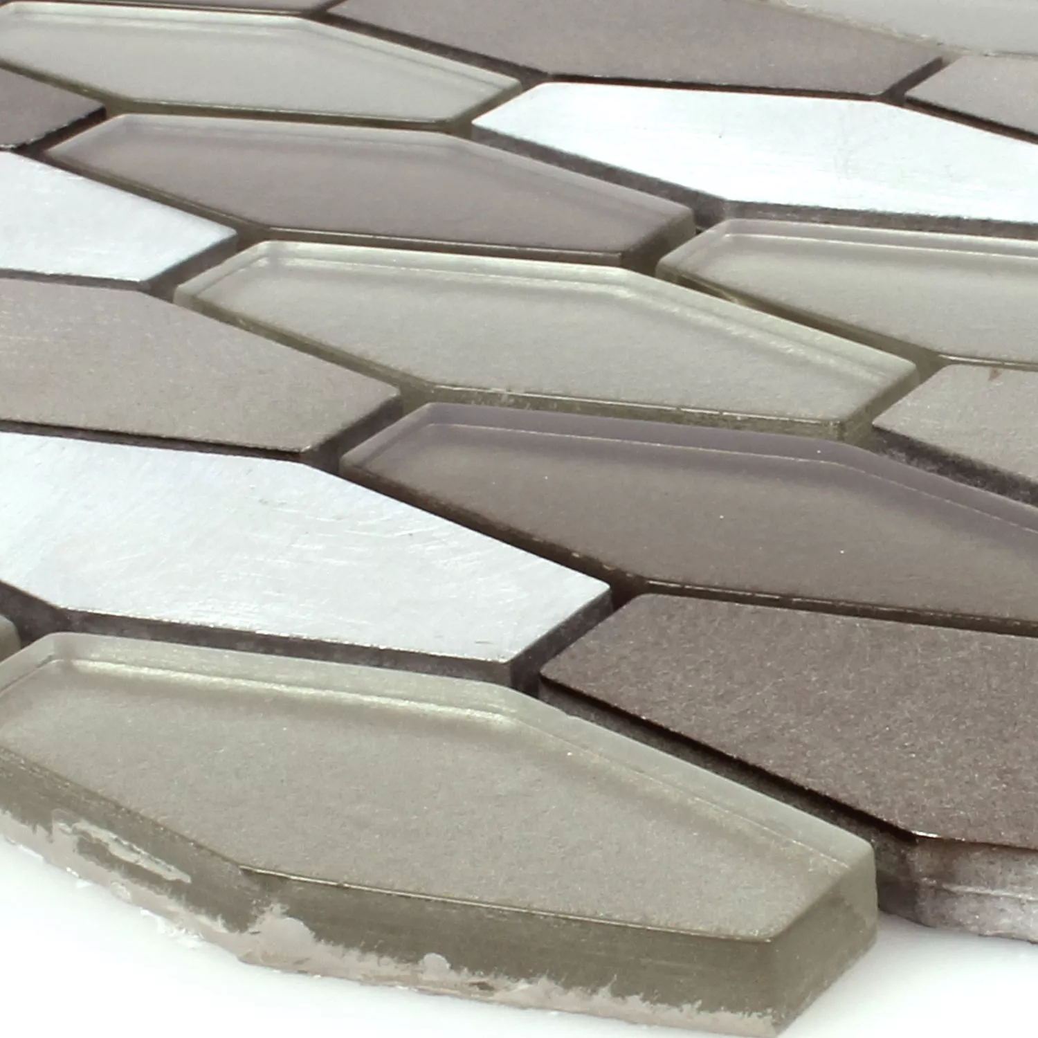 Mosaic Tiles Glass Metal Lupo Hexagon