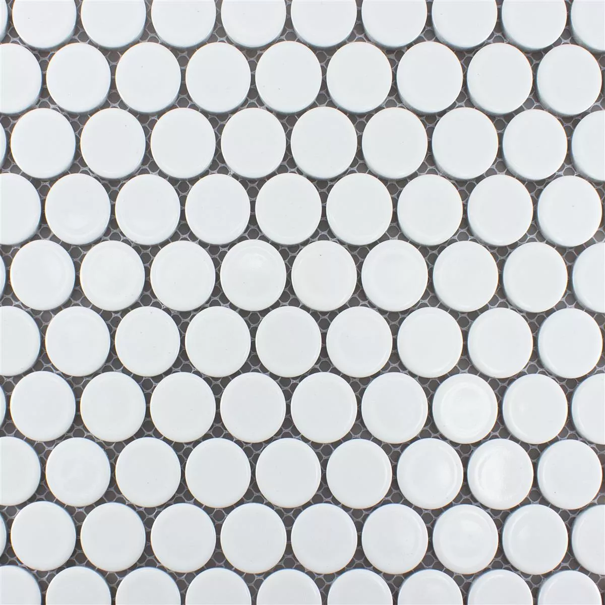 Ceramic Button Mosaic Tiles LaRosita Blanc Glossy