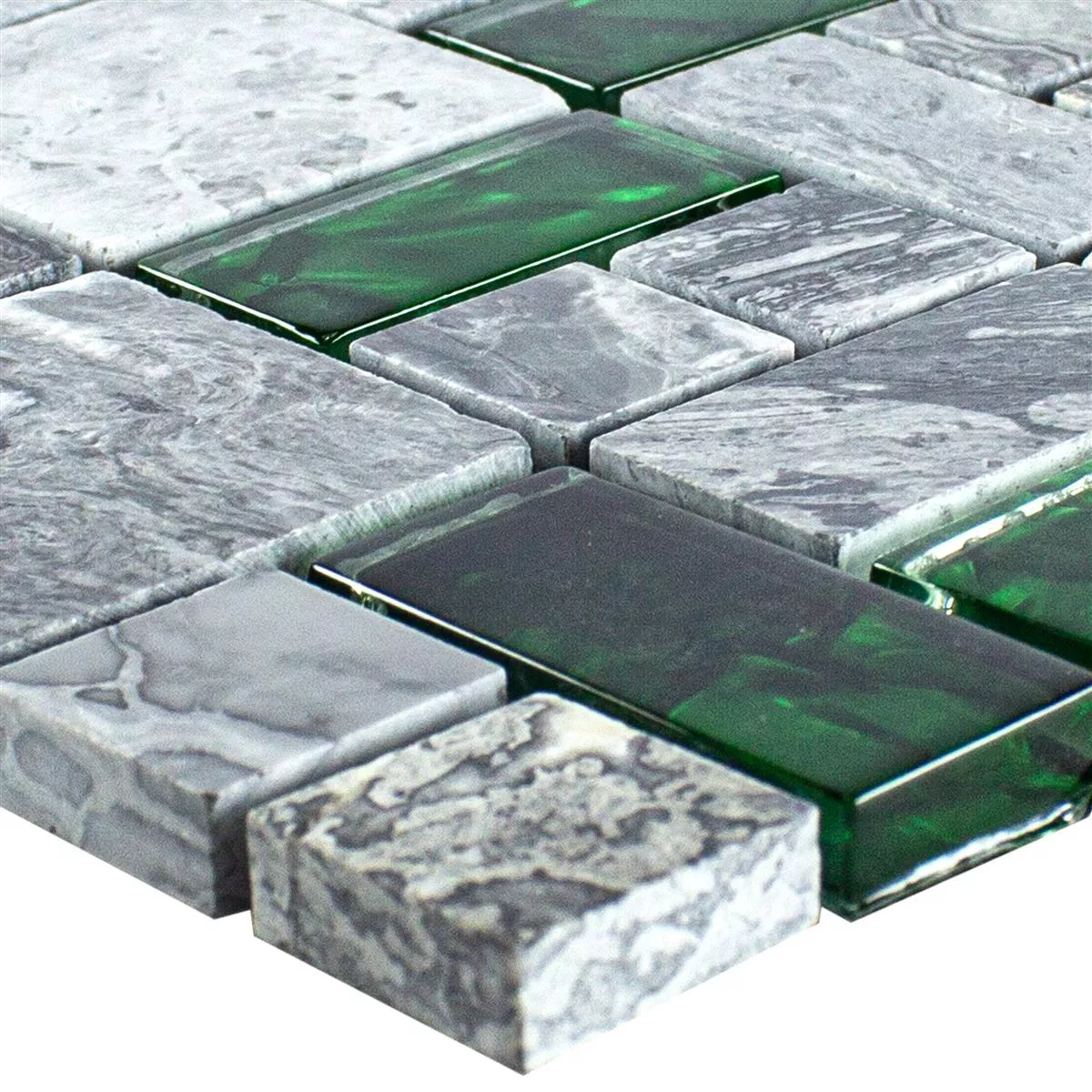 Glass Natural Stone Mosaic Tiles Sinop Grey Green 2 Mix