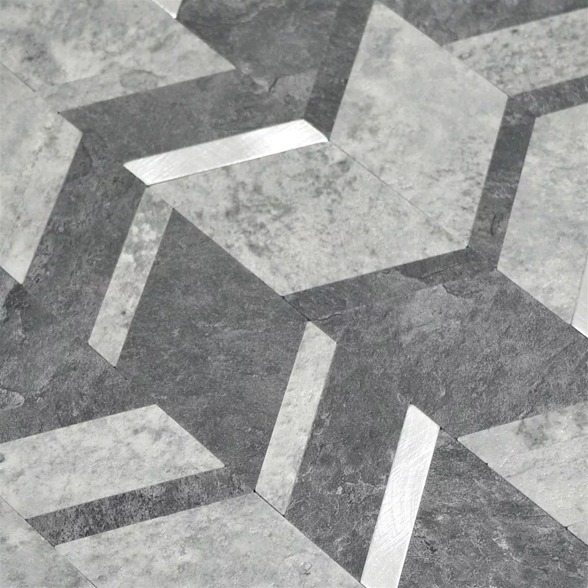 Sample Vinyl Mosaic Tiles Meridian Stone Optic Black Silver