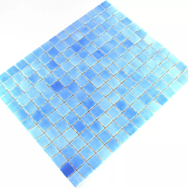 Glass Swimming Pool Mosaic 25x25x4mm Light Blue Mix