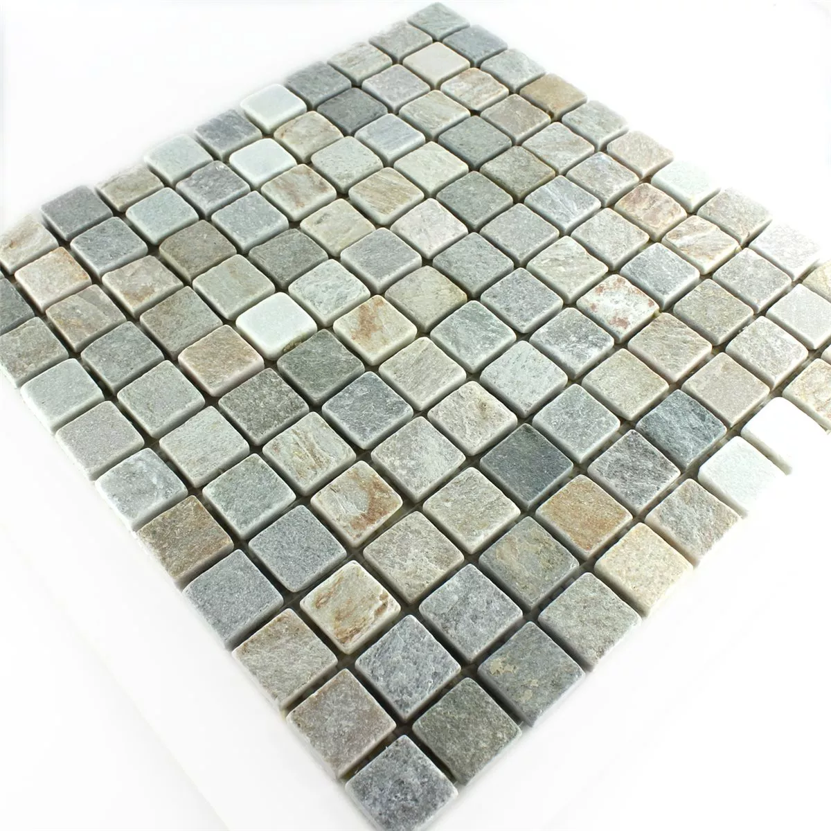 Azulejos De Mosaico Cuarcita Beige Gris 22x22mm