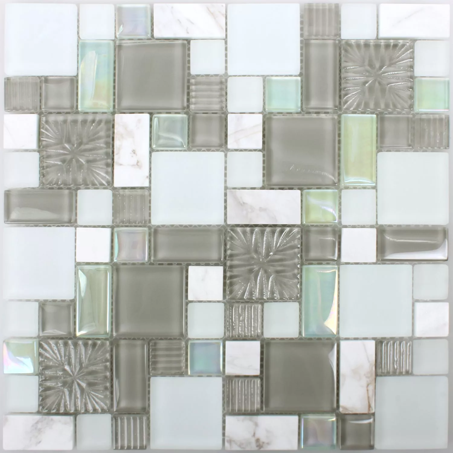 Padrão de Azulejo Mosaico Norderney Vidro Pedra Natural Mix