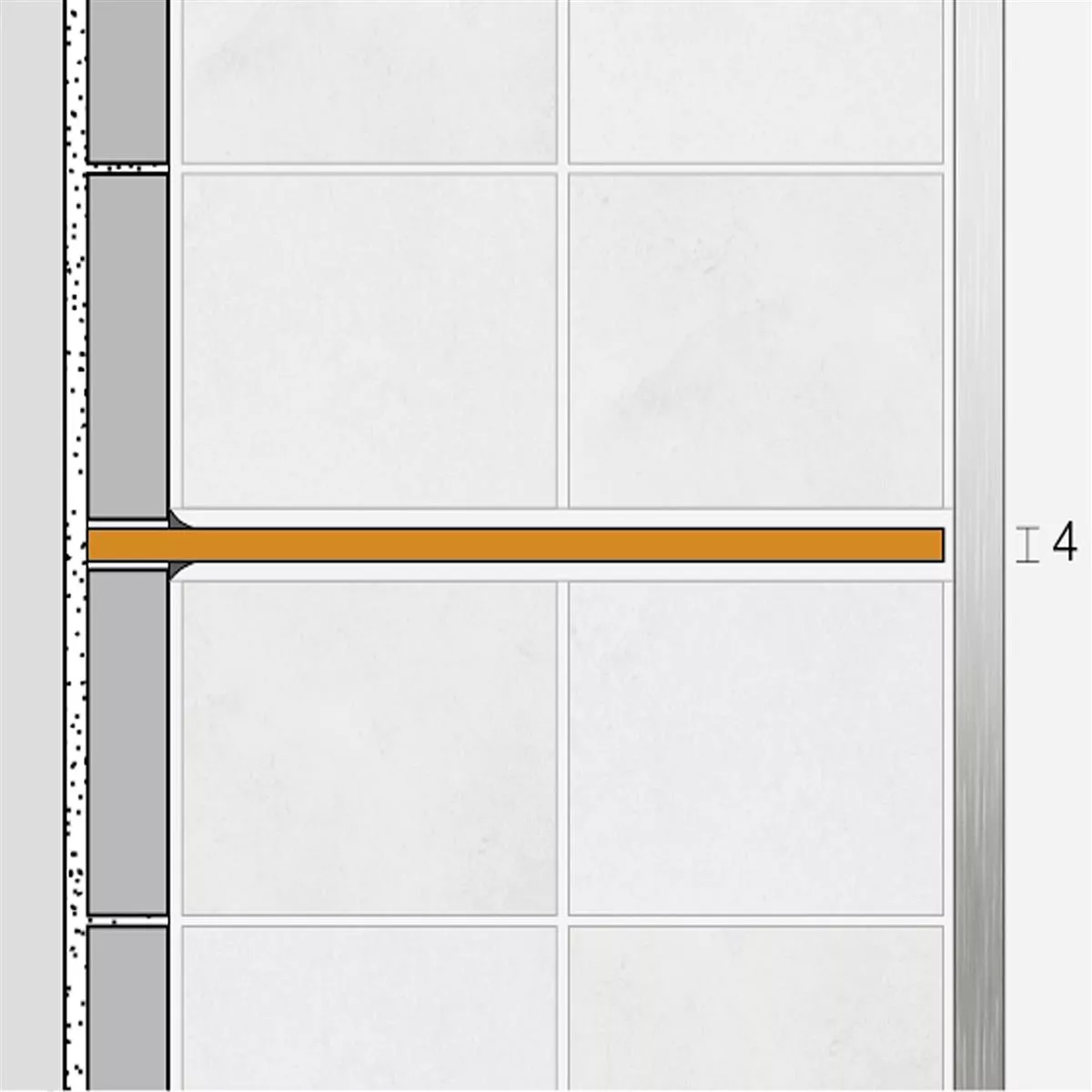 Nisje vegghylle Schlüter rektangel 30x8,7cm Curve Grey