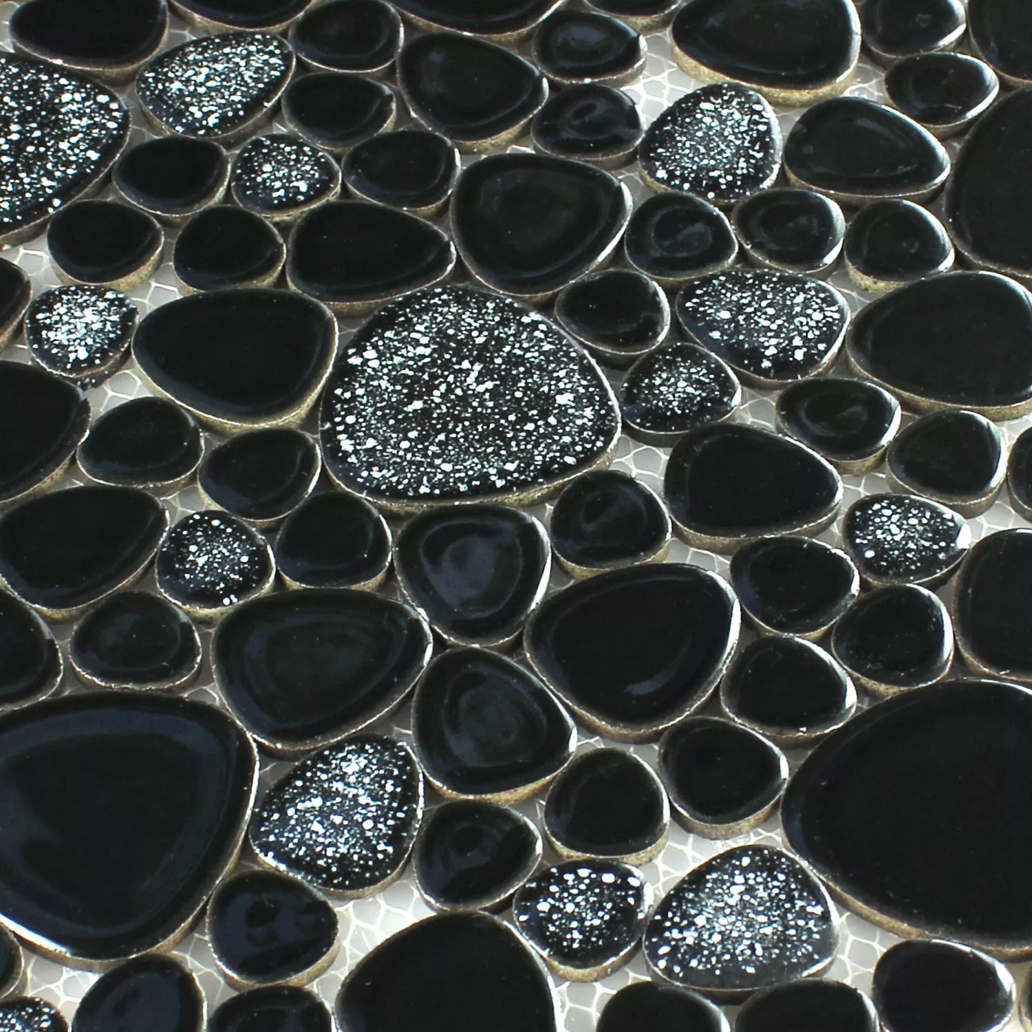 Mozaiková Dlaždice Keramika Říční Oblázky Černá