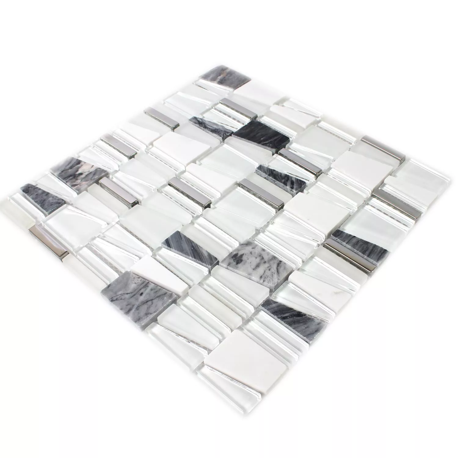 Mosaic Tiles Glass Natural Stone Resin White Effect