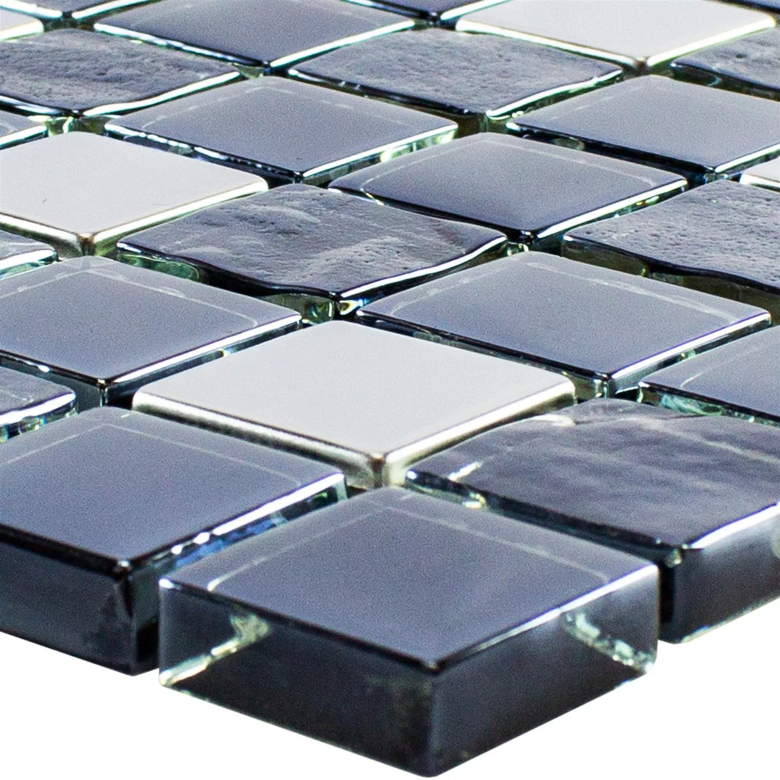 Mosaico De Vidro Telha Larisa Metallic Preto Prata