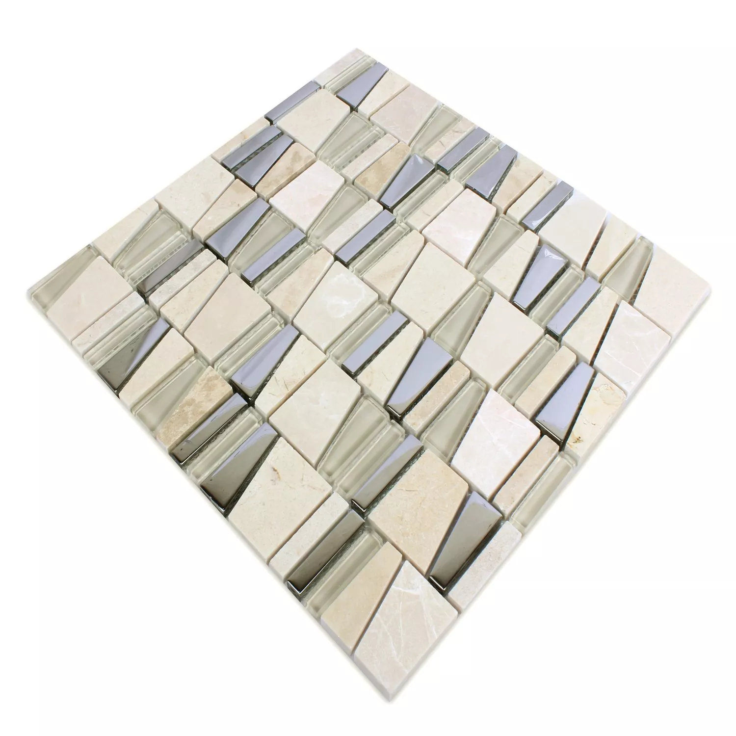 Mosaikfliesen Naturstein Glas Beige Effekt