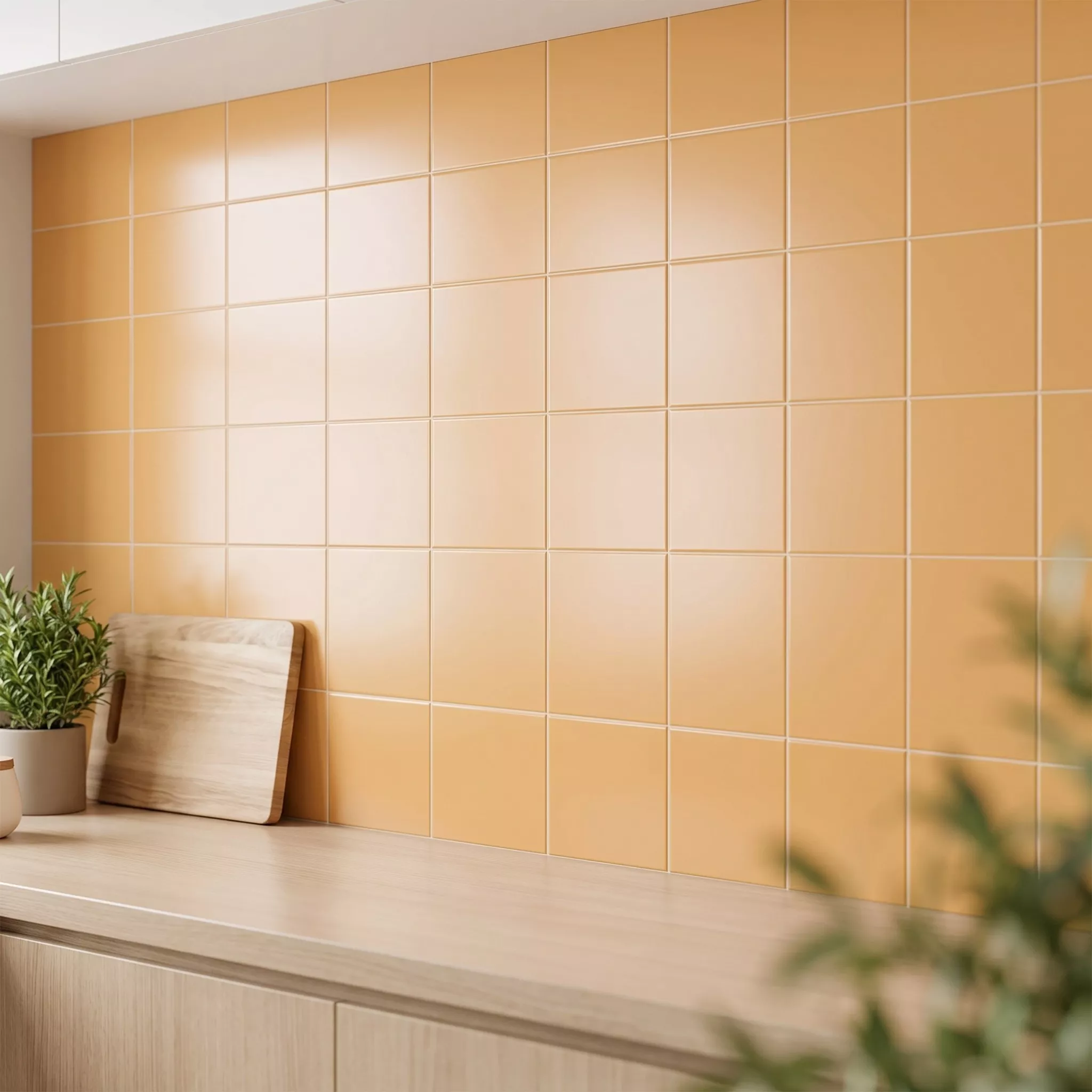 Metro tegel Geel Mat 15x15 cm Zonder Facet Miona Mostaza