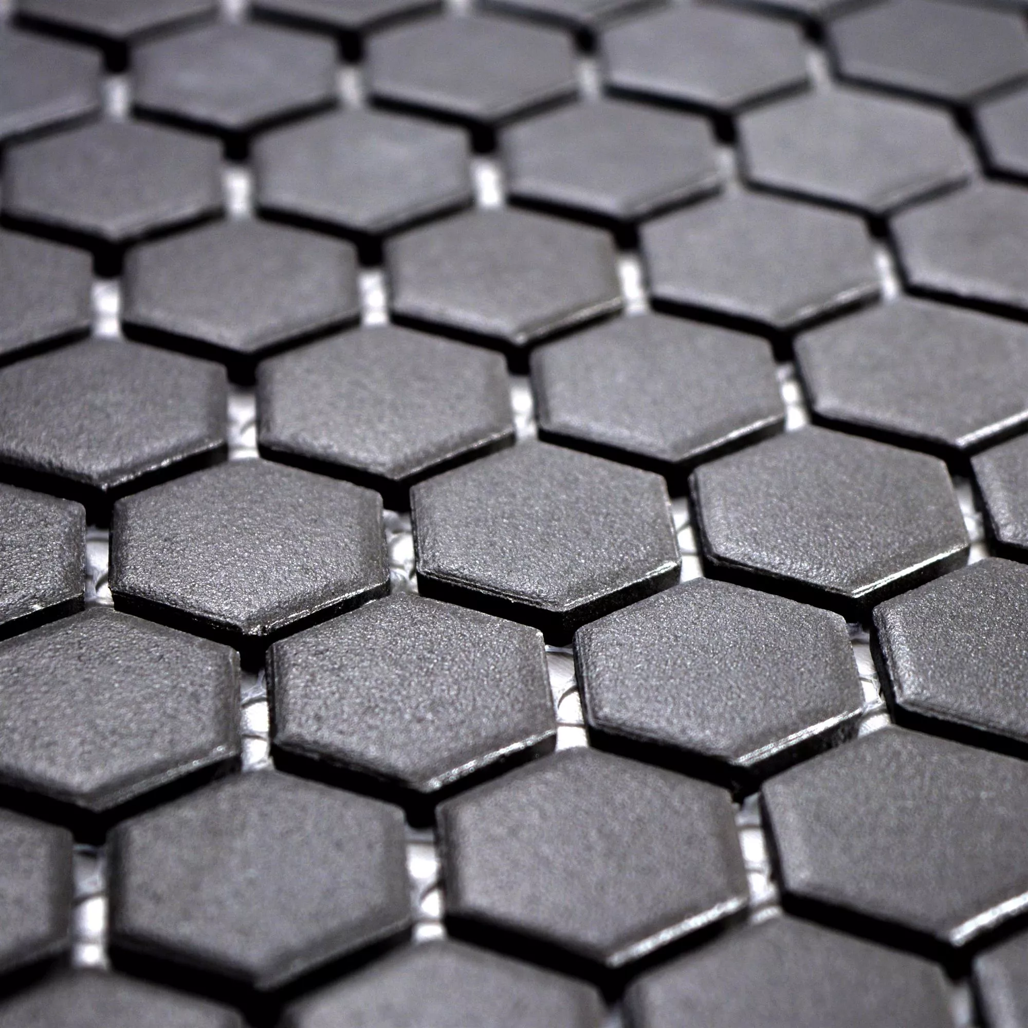 Model din Ceramică Plăci De Mozaic Hexagon Zeinal Neglazuit Negru R10B