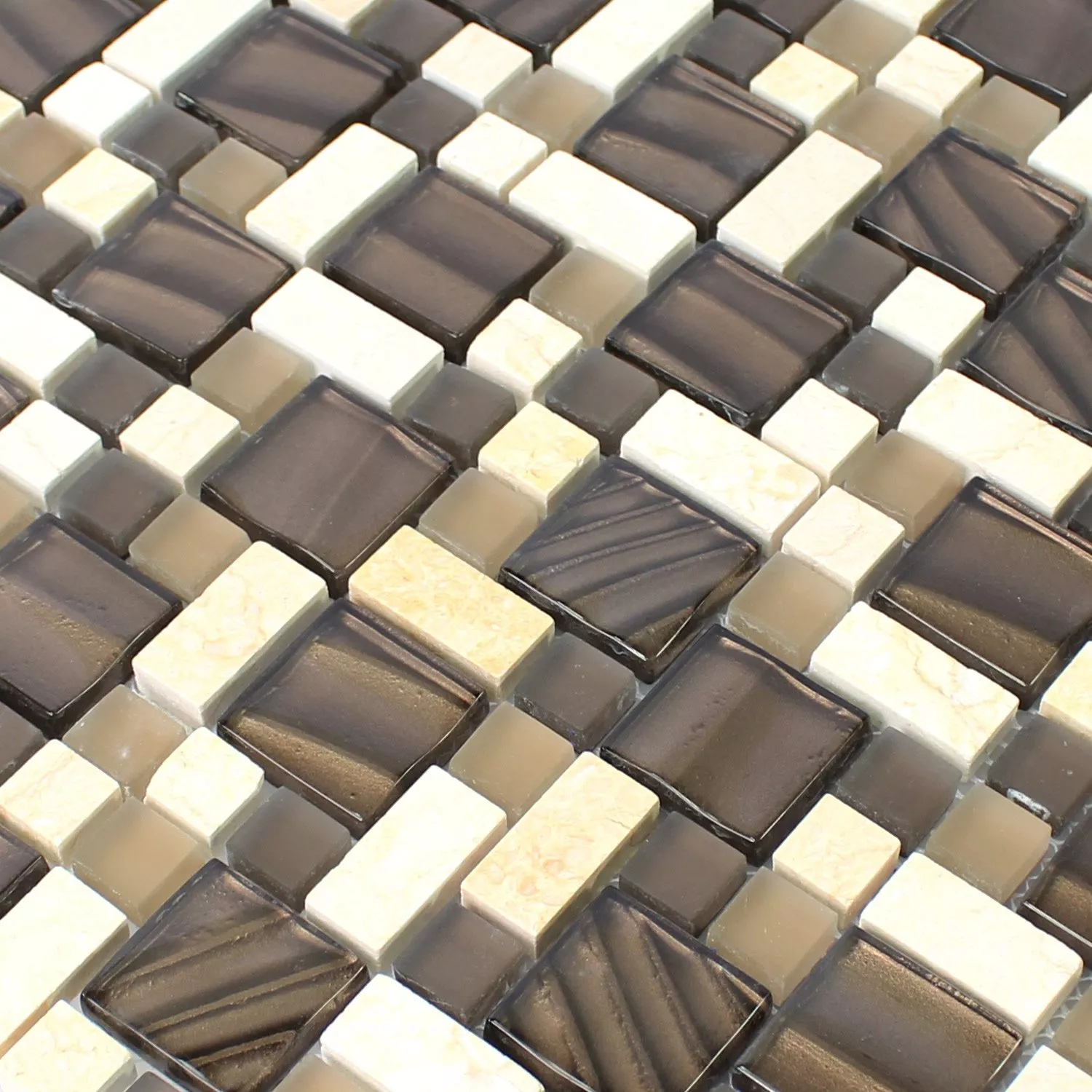 Mosaic Tiles Glass Natural Stone Brown Beige