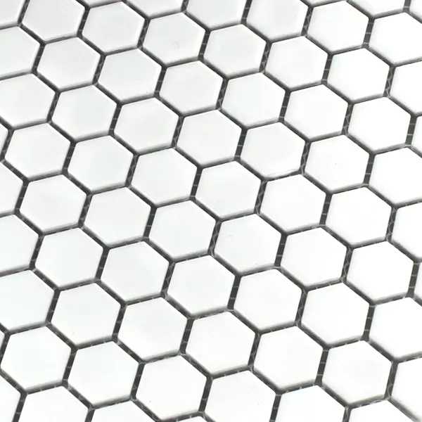 Mønster fra Mosaikkfliser Keramikk Sekskant Hvit Glitrende H23