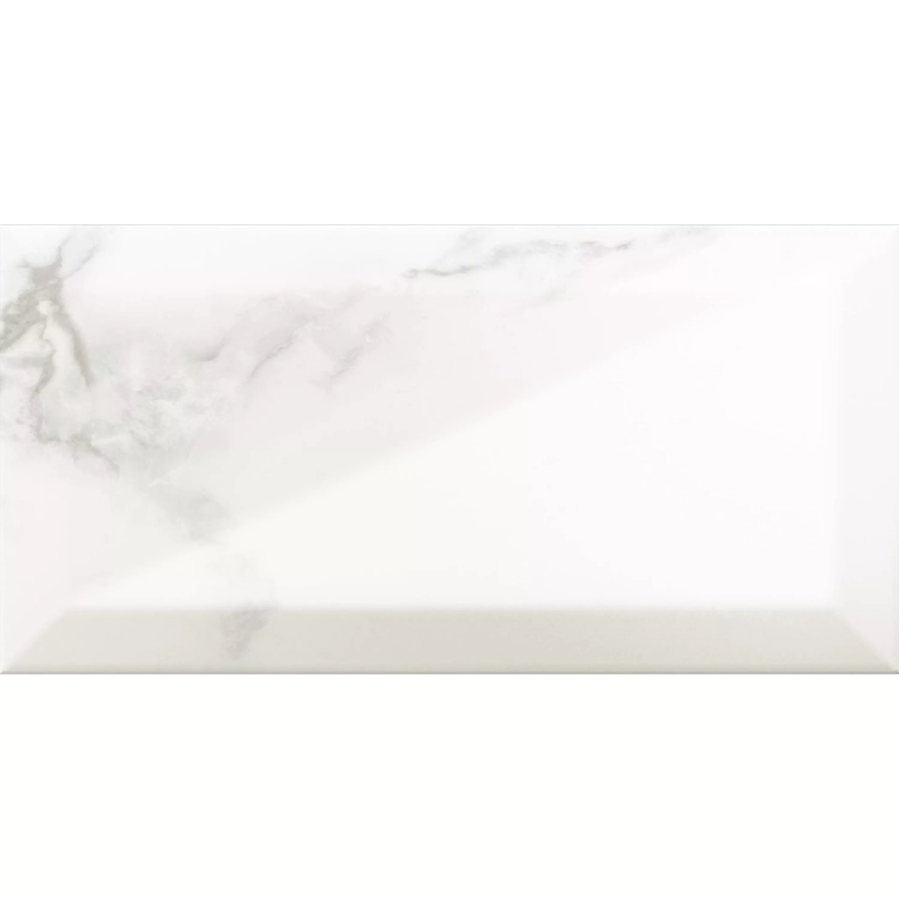 Metro Wall Tiles Girona Marble Optic Facet Blanc Glossy 10x20cm