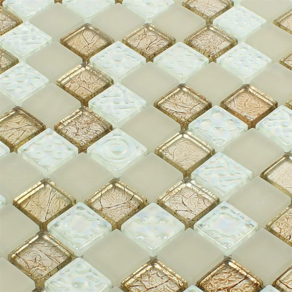 Próbka Mozaika Szklana Płytki Nikolski Beżowy Złoto