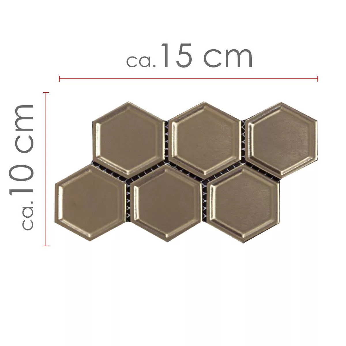 Sample Ceramic Mosaic Tiles Stellaris Hexagon Bronze