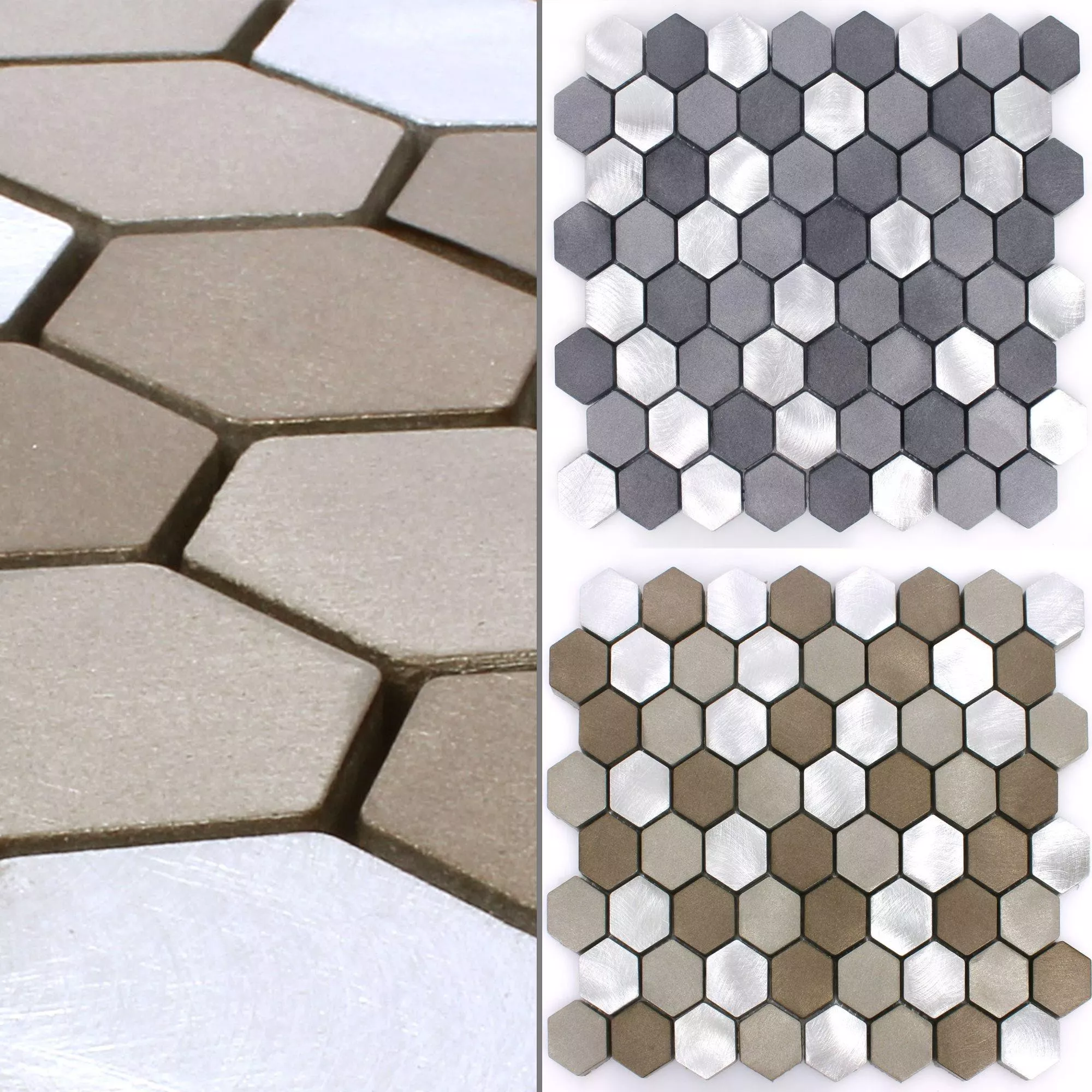Prøve Mosaik Fliser Aluminium Apache Hexagon