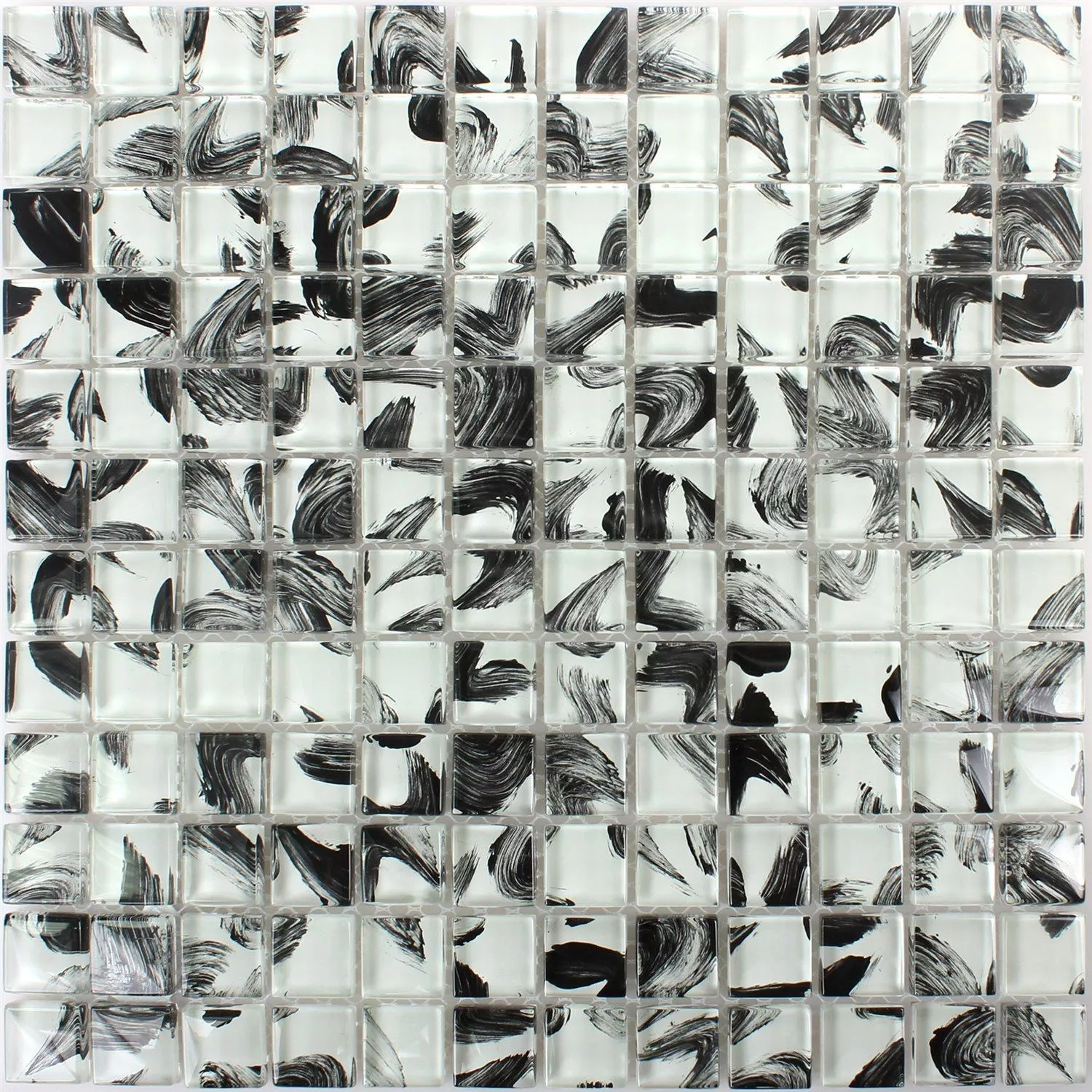 Sample Glass Mosaic Tiles Ternopil Black Marbled