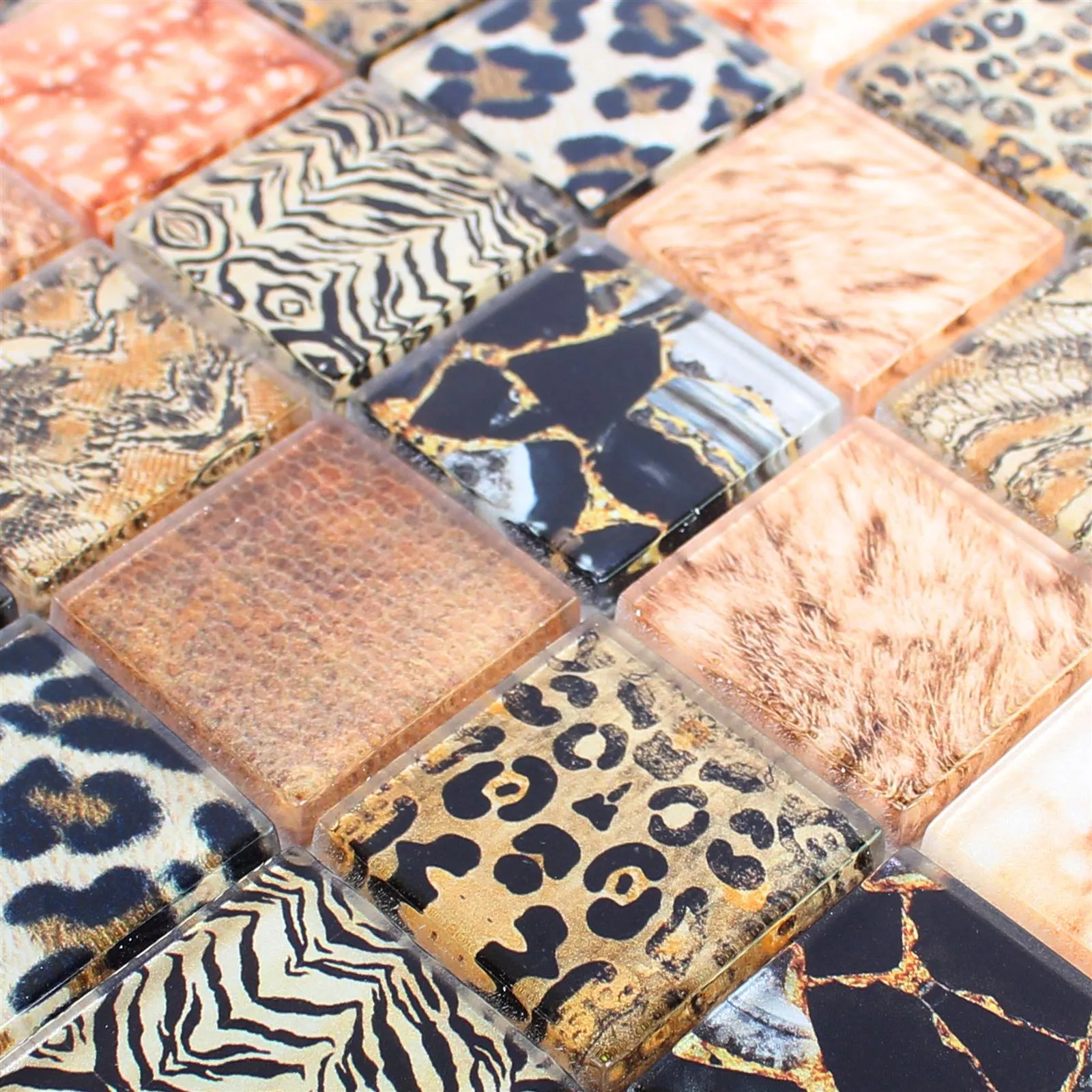 Mønster fra Glass Mosaikk Fliser Safari Brun