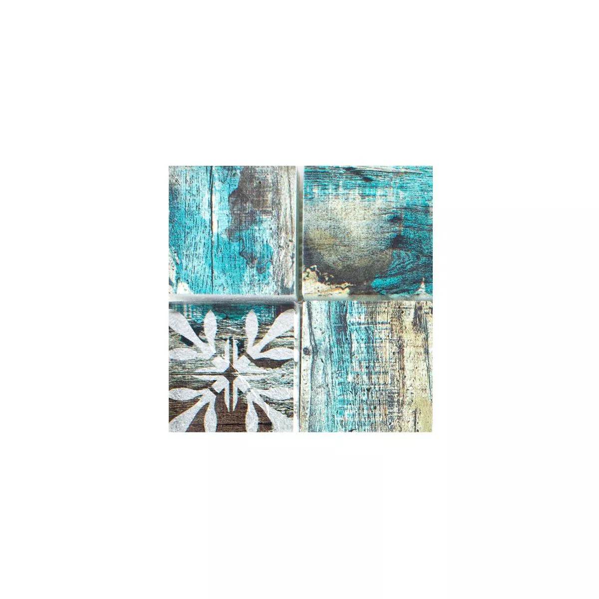 Próbka Mozaiki Szklana Płytki Wygląd Drewna Howland Beżowy Zielony Q48