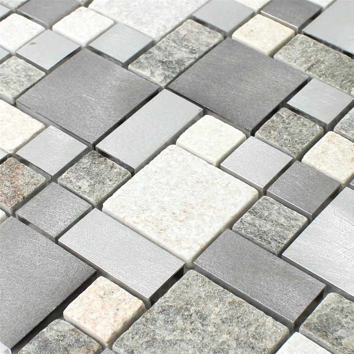 Mosaic Tiles Quartzite Aluminium Metal Mix