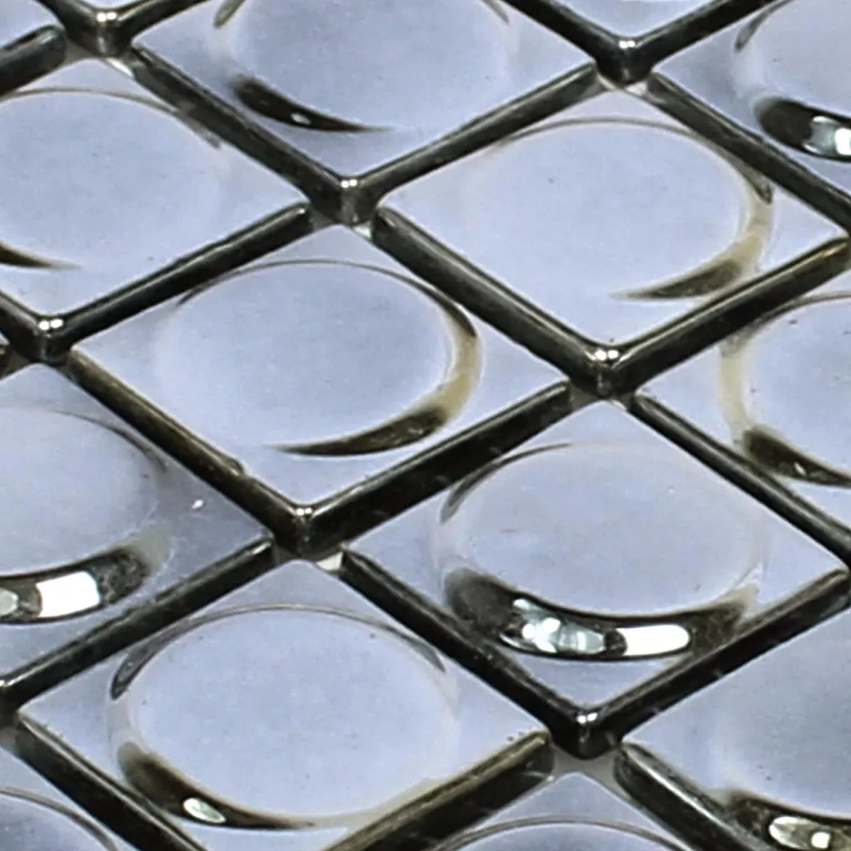 Sample Glass Mosaic Tiles Accra Black 3D Round