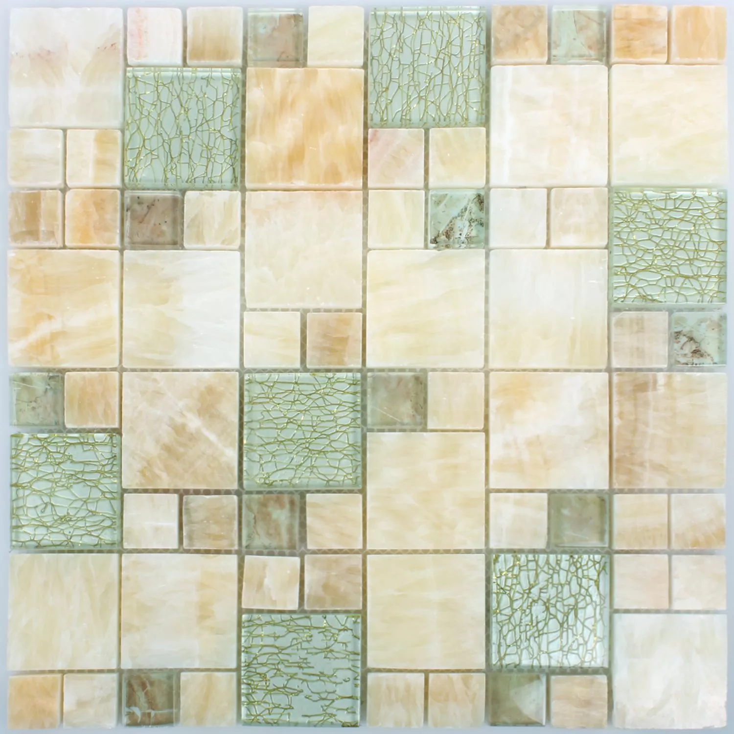 Muster von Mosaikfliesen Onyx Larinera Gold Mix