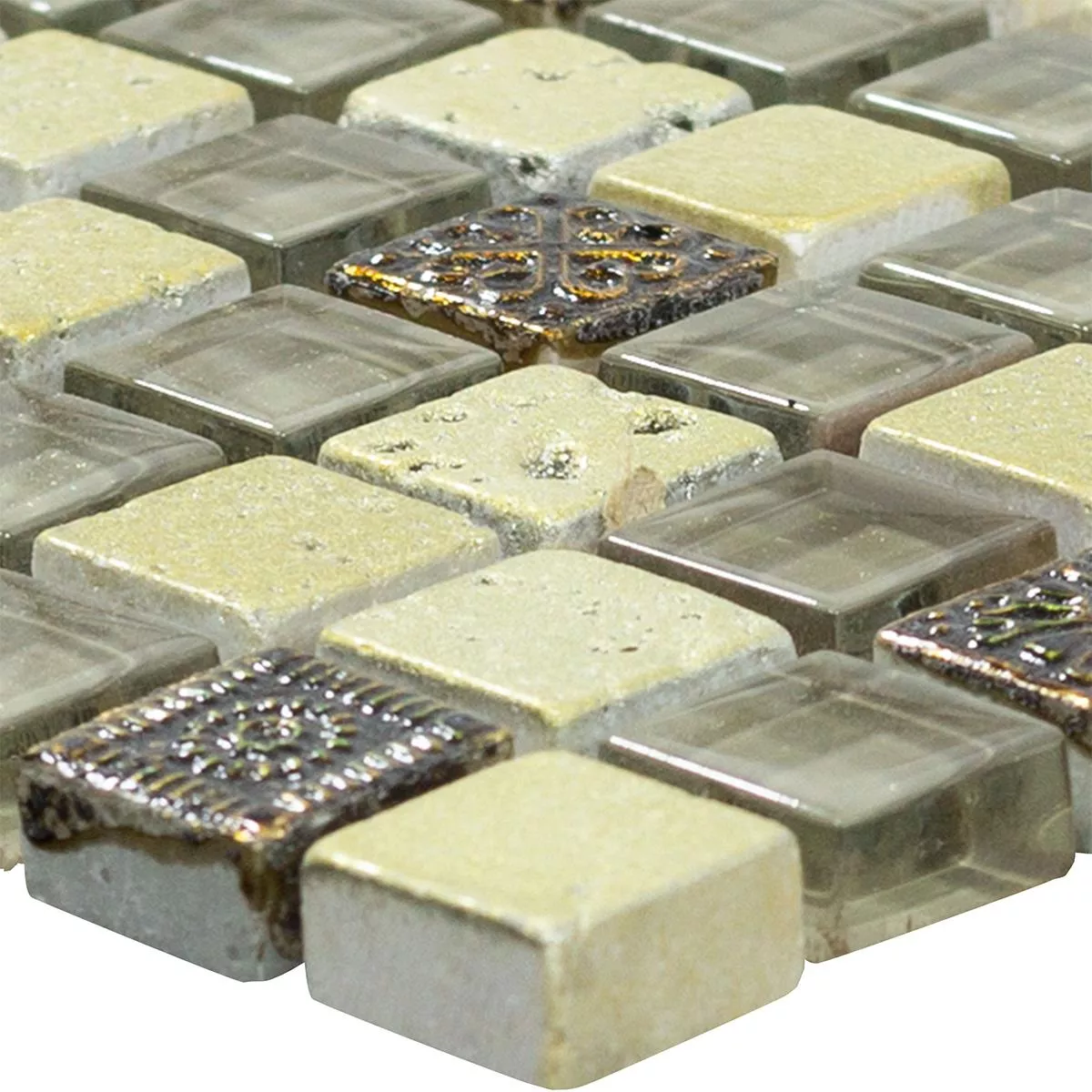 Próbka Szkło Marmur Mozaika Majestic Srebrny Brązowy