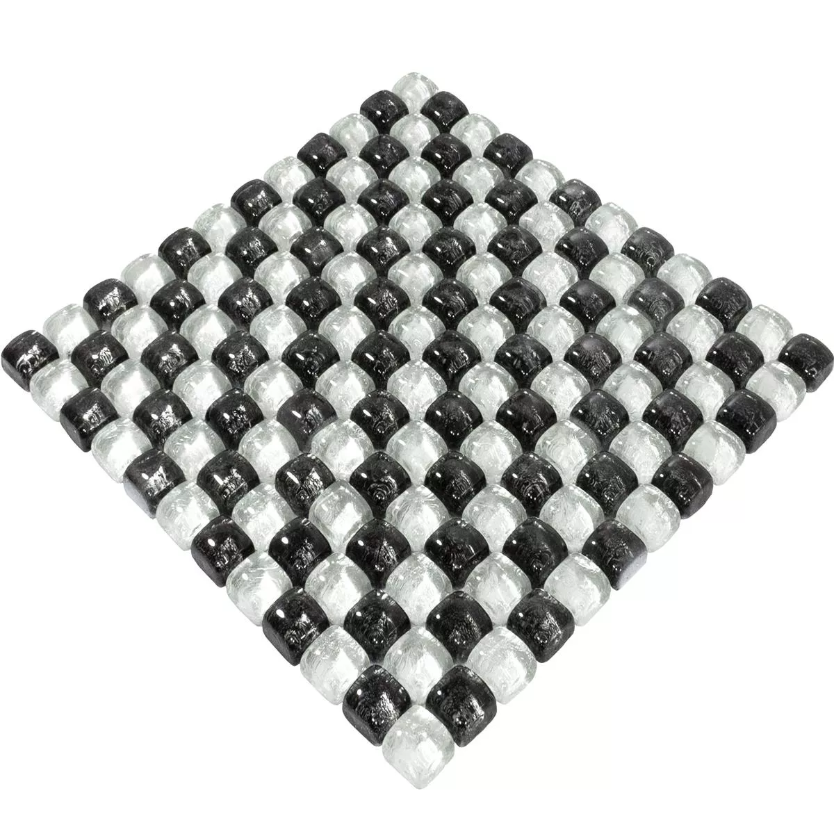 Sample Glass Mosaic Tiles Avola Black Blanc