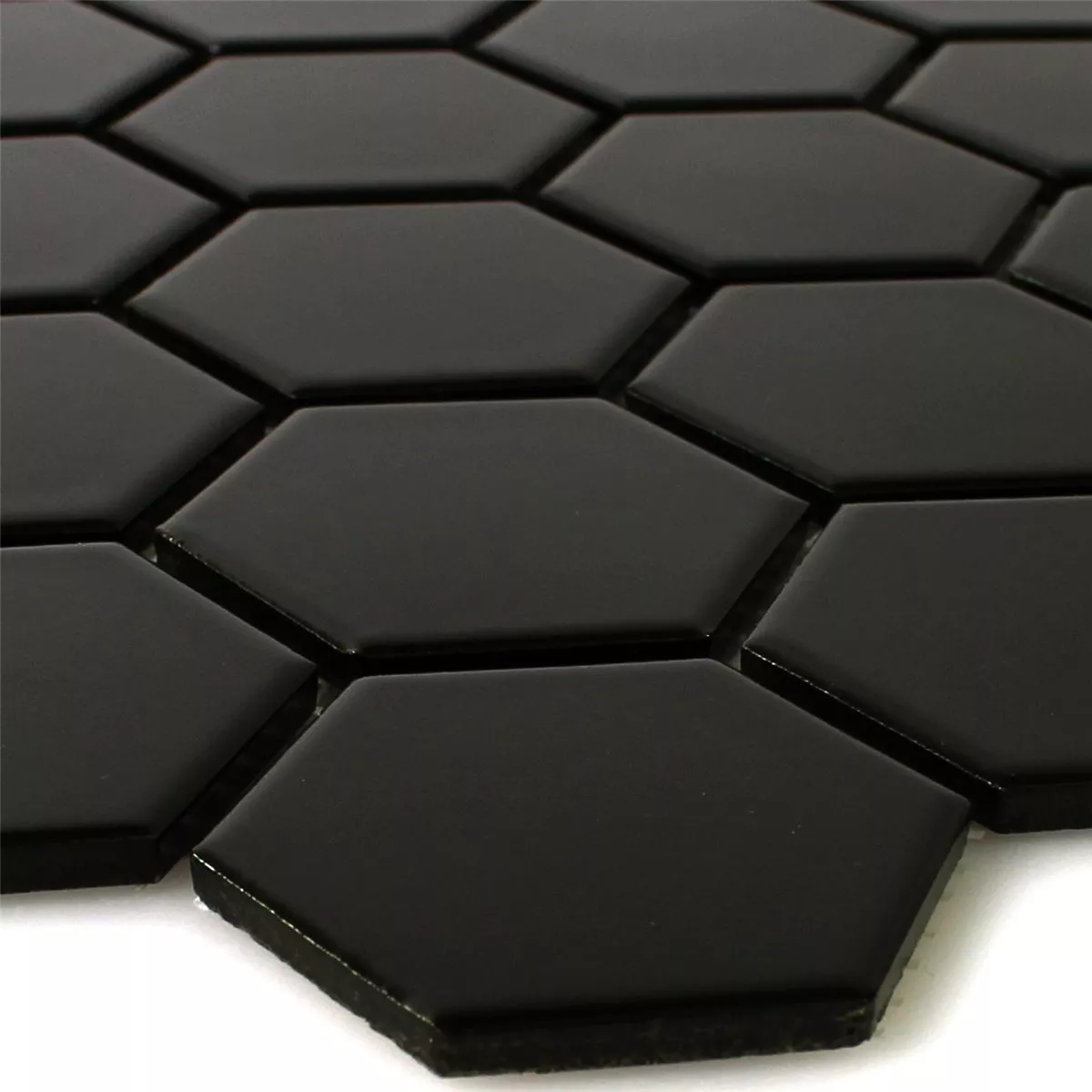 Mosaic Tiles Ceramic Hexagon Black Mat