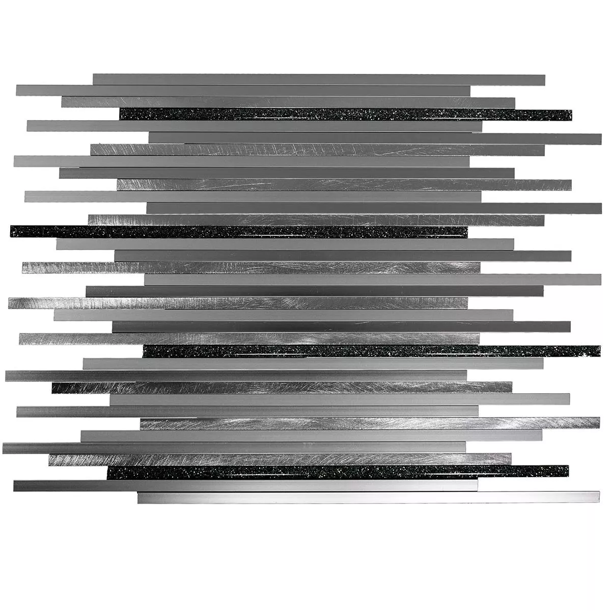 Aluminium Metaal Mozaïektegel Bilbao Stripes Zwart