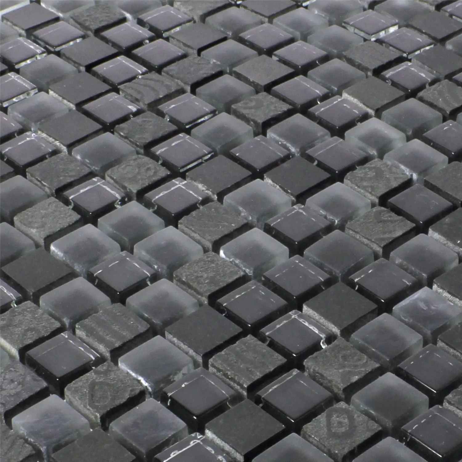Mosaic Tiles Ankara Glass Stone Mix Black 15