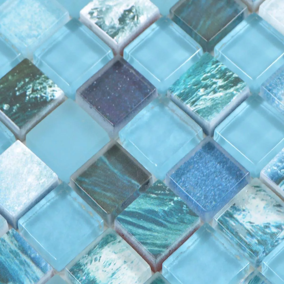 Padrão de Mosaico De Vidro Azulejos Cornelia Óptica Retrô Verde Azul