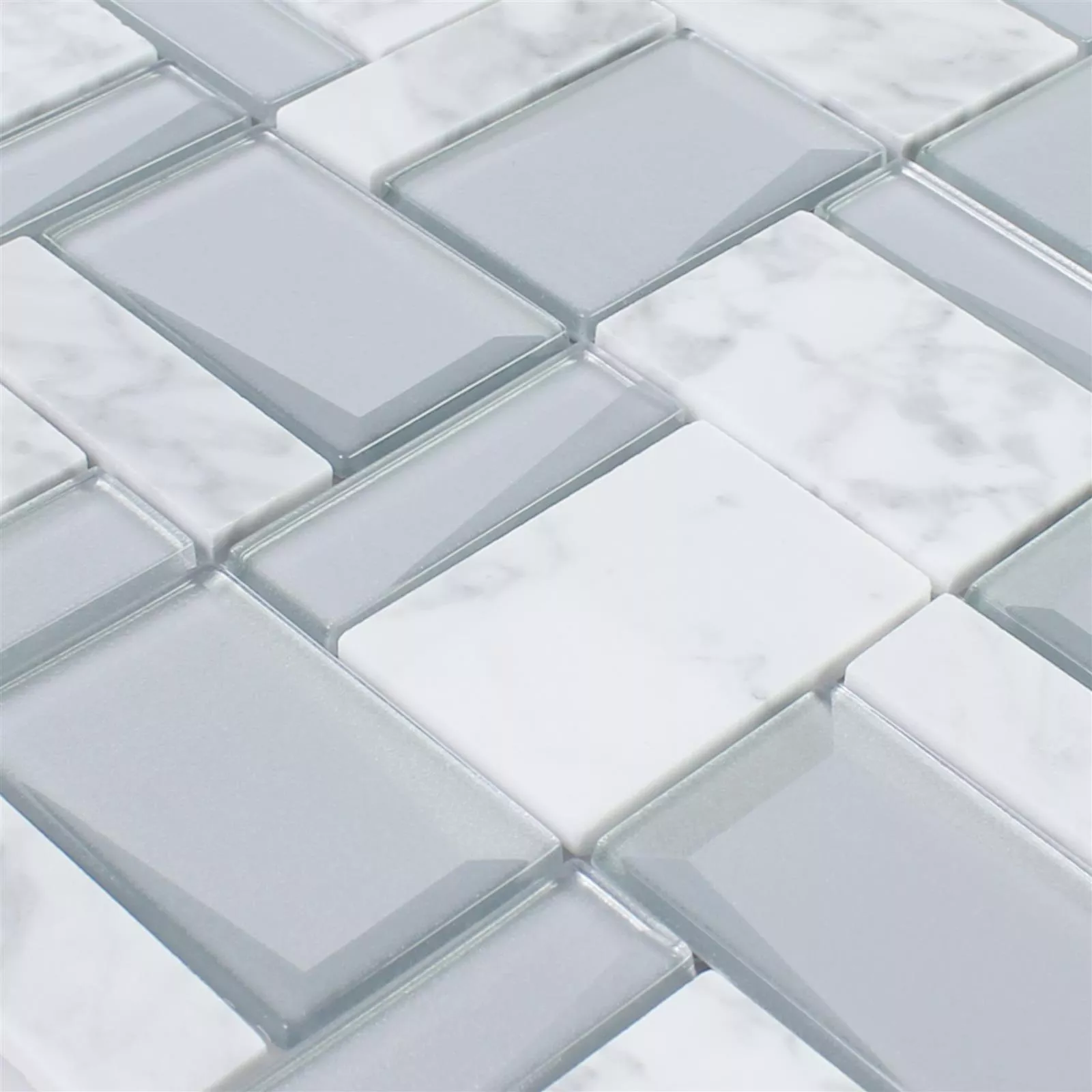 Cristal Mosaico De Piedra Natural Lapseki Blanco Plateado